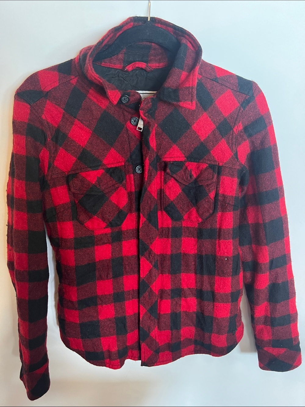 TNA Red & Black Plaid Jean Jacket